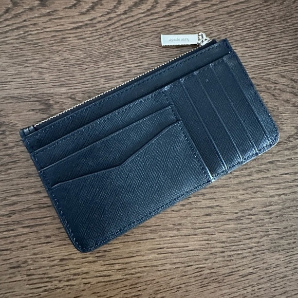 New! NWT! Kate Spade ♠️ large long top zip card case soffiano leather Black - Picture 3 of 3